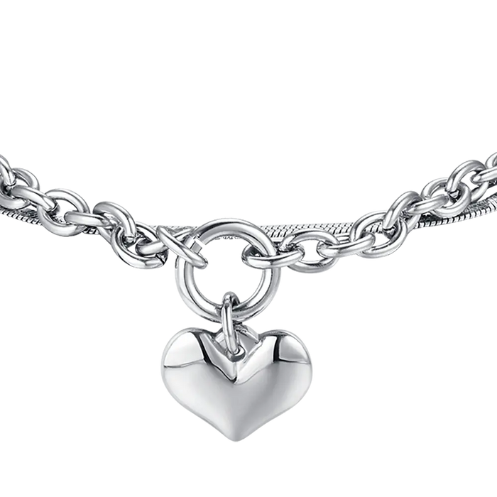 BRACCIALE DONNA IN ACCIAIO IP GOLD CON CUORE E CERCHIO