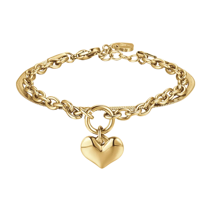 WOMEN'S BRACELET IN IP GOLD STEEL WITH HEART AND CIRCLE