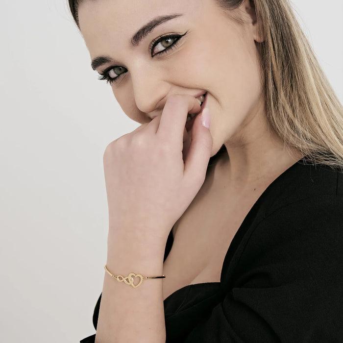 WOMEN'S BRACELET IN IP GOLD STEEL WITH HEART AND INFINITY