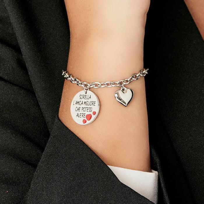 WOMEN'S BRACELET IN STEEL SISTER THE BEST FRIEND YOU COULD HAVE