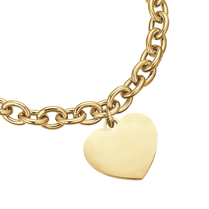 BRACCIALE DONNA PERSONALIZZATO IN ACCIAIO DORATO CON CUORE MAGLIA CATENA