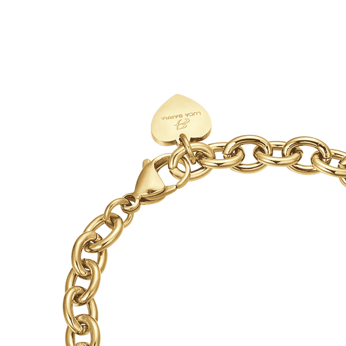 BRACCIALE DONNA PERSONALIZZATO IN ACCIAIO DORATO CON CUORE MAGLIA CATENA