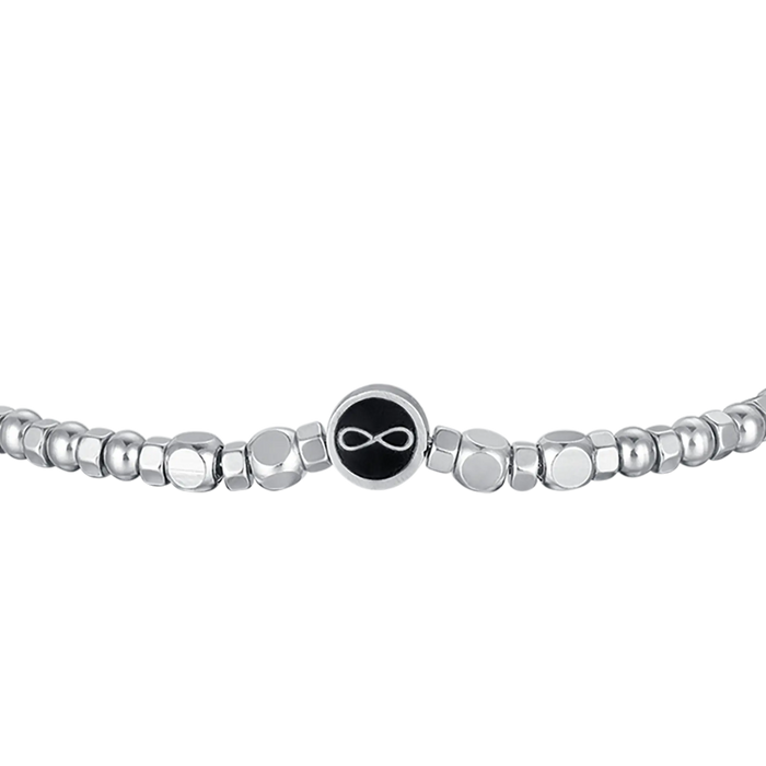 MEN'S BRACELET IN STEEL WITH BLACK AGATE AND INFINITY