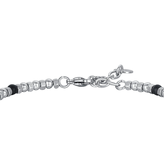 MEN'S BRACELET IN STEEL WITH BLACK AGATE AND INFINITY