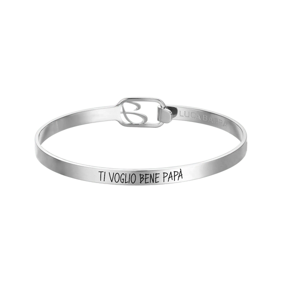 BRACCIALE UOMO IN ACCIAIO CON SMALTO NERO "TI VOGLIO BENE PAPA' "