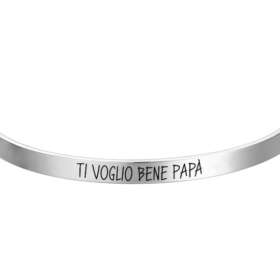 BRACCIALE UOMO IN ACCIAIO CON SMALTO NERO "TI VOGLIO BENE PAPA' "