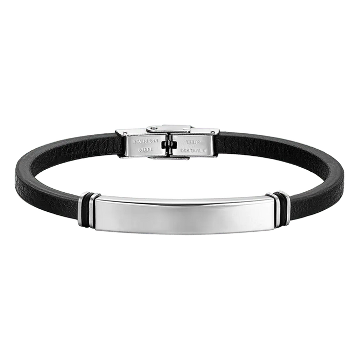 BRACCIALE UOMO IN ACCIAIO E PELLE