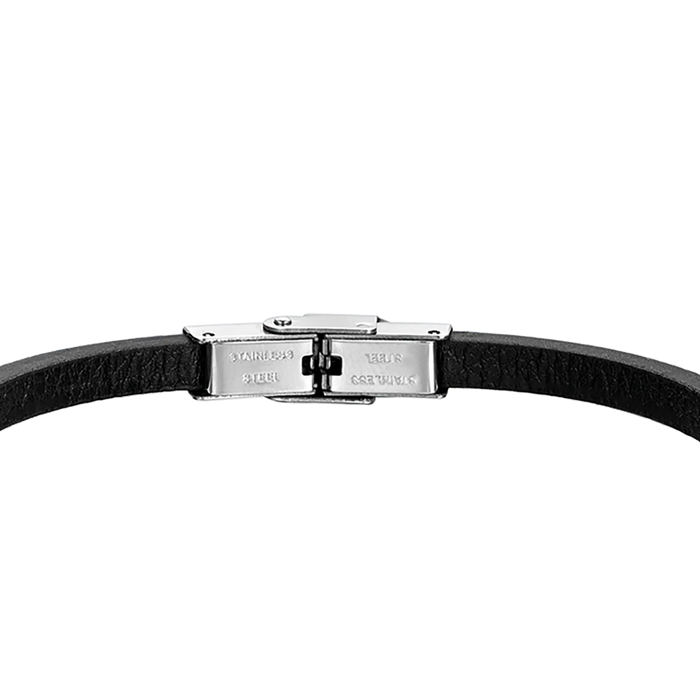 BRACCIALE UOMO IN ACCIAIO E PELLE