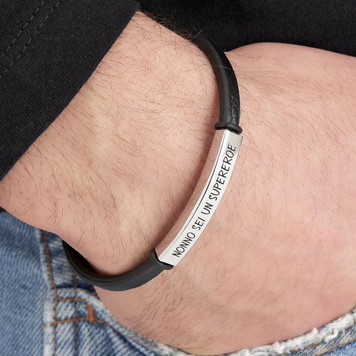 BRACCIALE UOMO IN ACCIAIO NONNO SEI UN SUPEREROE