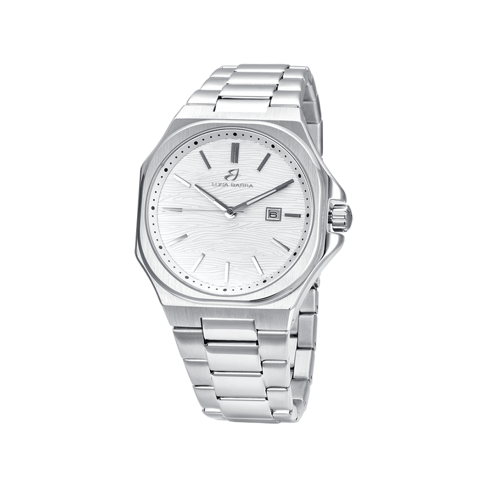 MEN'S STEEL WATCH WHITE DIAL, SILVER DETAILS