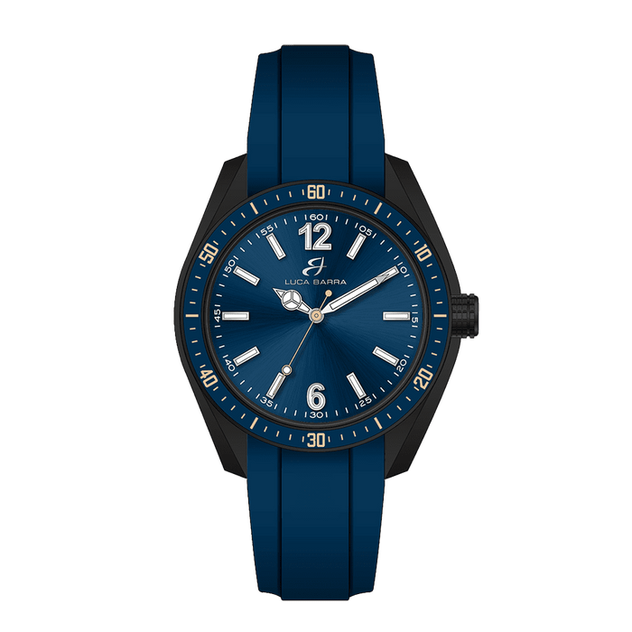 BLUE SILICONE MEN'S WATCH