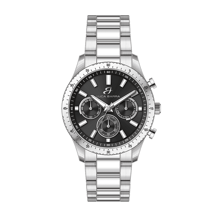 MEN'S STEEL WATCH WITH BLACK BEZEL
