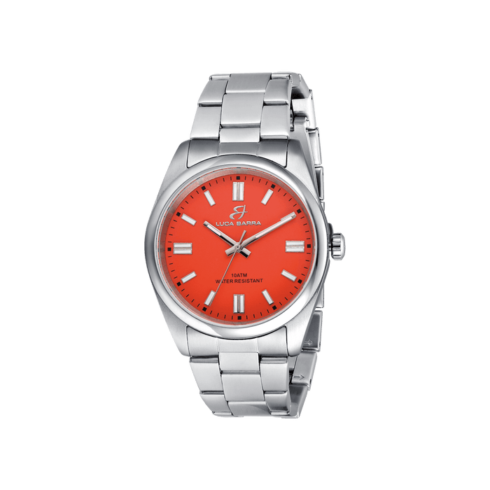 OROLOGIO IN ACCIAIO CON QUADRANTE ARANCIONE