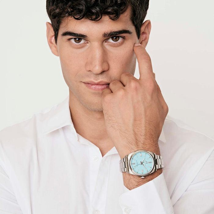 STEEL WATCH WITH BLUE DIAL