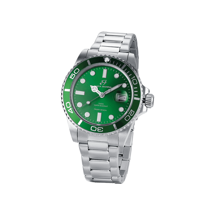 WATCH WITH STEEL CASE GREEN BEZEL GREEN DIAL