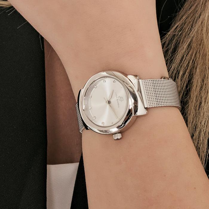 WOMEN'S STEEL WATCH WITH ROSE IP CASE