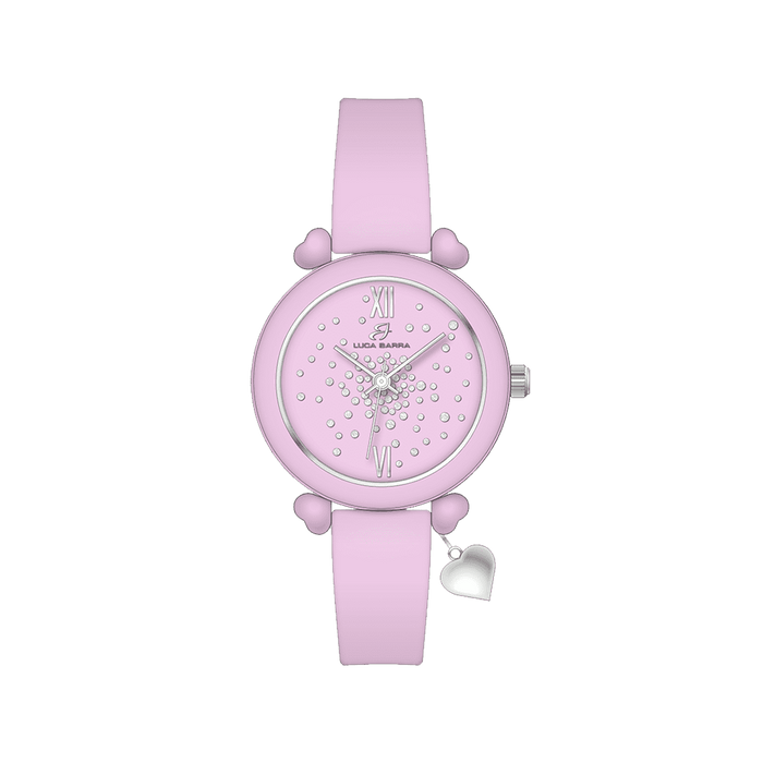 WOMEN'S WATCH IN LILAC SILICONE AND WHITE CRYSTALS