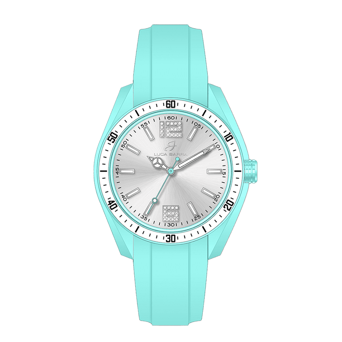 AQUAMARINE AND WHITE SILICONE WOMEN'S WATCH