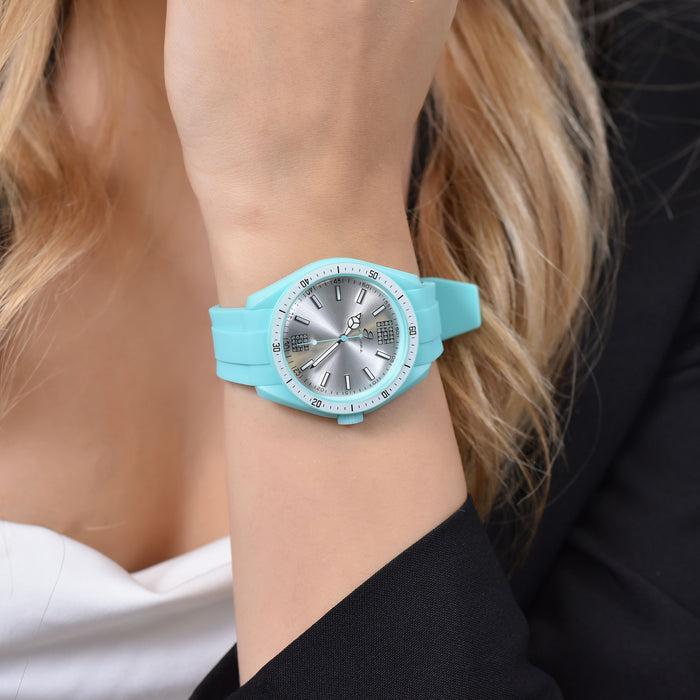 AQUAMARINE AND WHITE SILICONE WOMEN'S WATCH