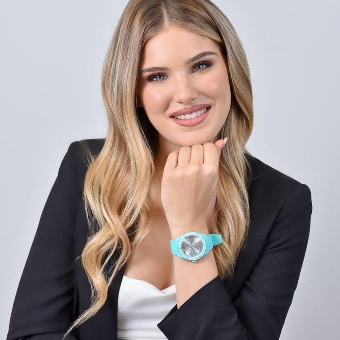 AQUAMARINE AND WHITE SILICONE WOMEN'S WATCH
