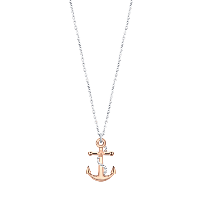 MEN'S STEEL NECKLACE WITH IP ROSE ANCHOR AND SILVER ELEMENTS