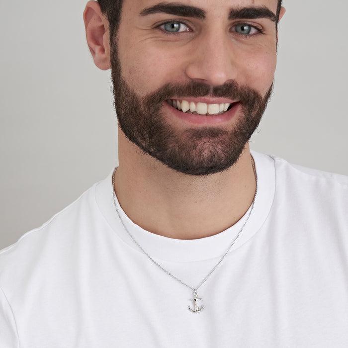 MEN'S STEEL NECKLACE WITH IP ROSE ANCHOR AND SILVER ELEMENTS