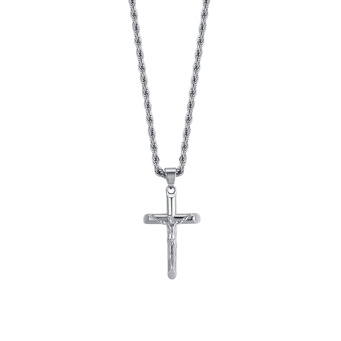 COLLANA UOMO IN ACCIAIO CON CROCIFISSO