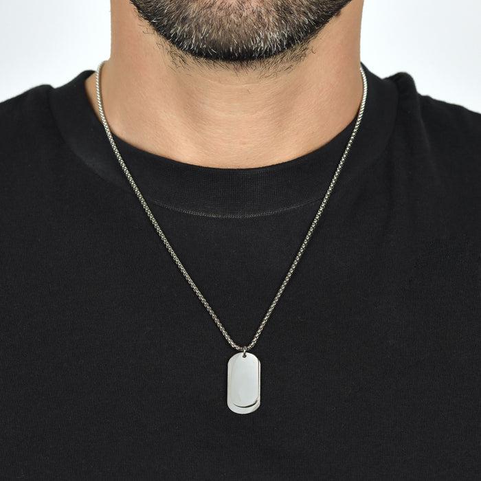 MEN'S NECKLACE IN STEEL WITH SILVER PLATES