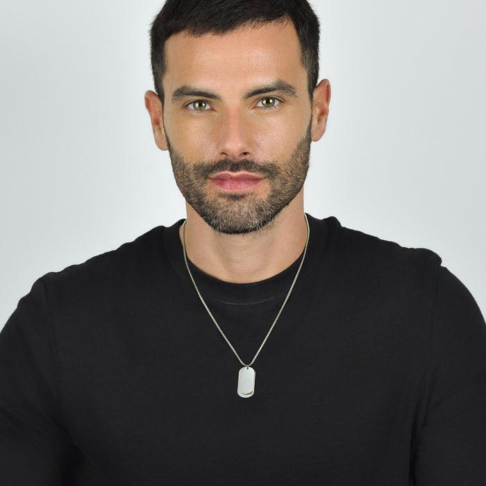 MEN'S NECKLACE IN STEEL WITH SILVER PLATES