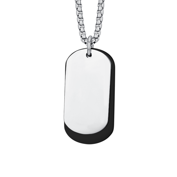 MEN'S NECKLACE IN STEEL WITH SILVER AND BLACK IP PLATES