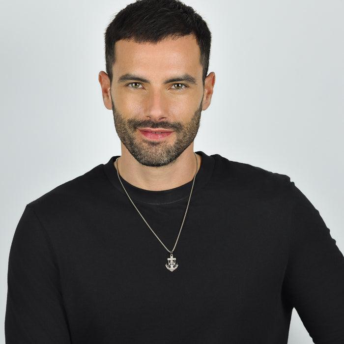 COLLANA UOMO IN ACCIAIO ANCORA CON CROCEFISSO