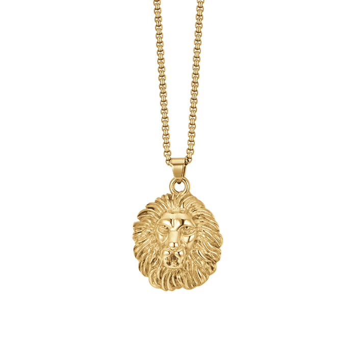 COLLANA UOMO IN ACCIAIO IP GOLD TESTA DI LEONE