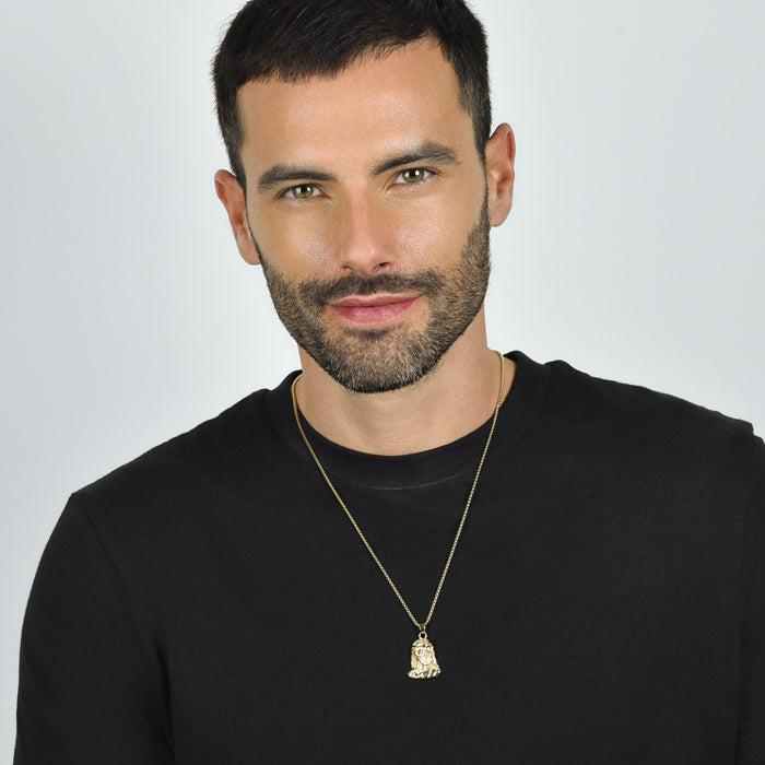 COLLANA UOMO IN ACCIAIO IP GOLD VOLTO SANTO