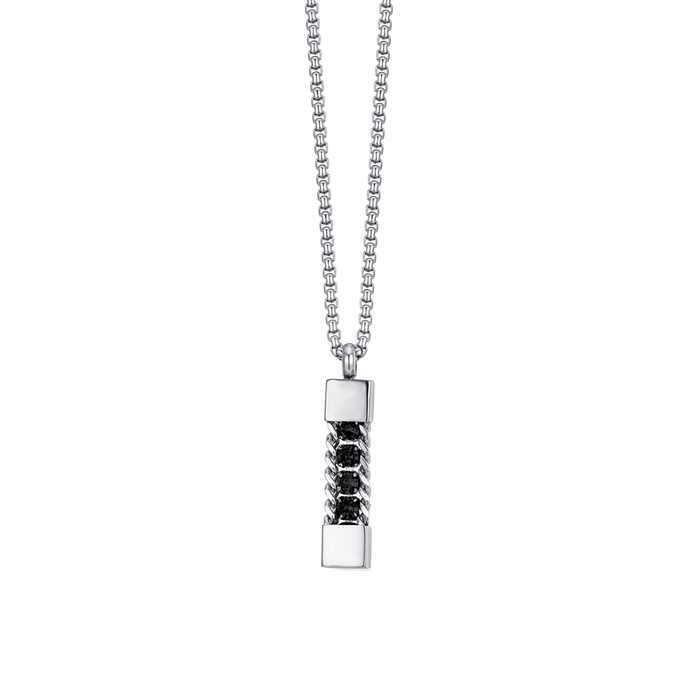 MEN'S NECKLACE IN STEEL ELEMENT WITH BLACK CRYSTALS