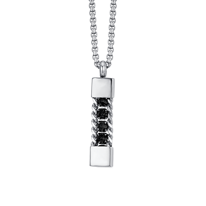 MEN'S NECKLACE IN STEEL ELEMENT WITH BLACK CRYSTALS