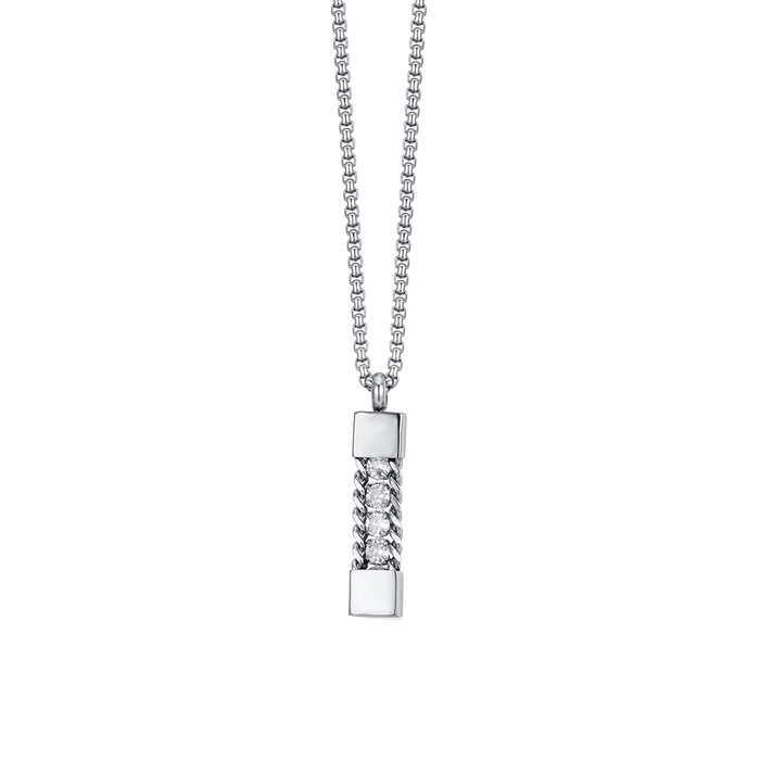 MEN'S NECKLACE IN STEEL ELEMENT WITH WHITE CRYSTALS