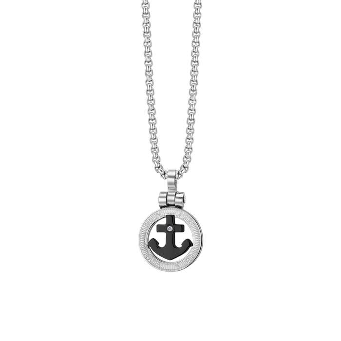 COLLIER HOMME EN ACIER ANCRE IP NOIR