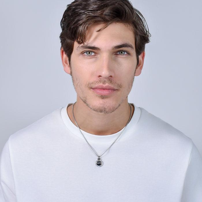 COLLIER HOMME EN ACIER ANCRE IP NOIR