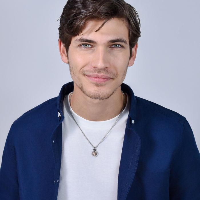 MEN'S NECKLACE IN STEEL WITH WIND ROSE IP ROSE