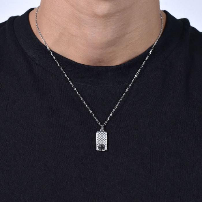 MEN'S STEEL NECKLACE WITH WIND ROSE PLATE