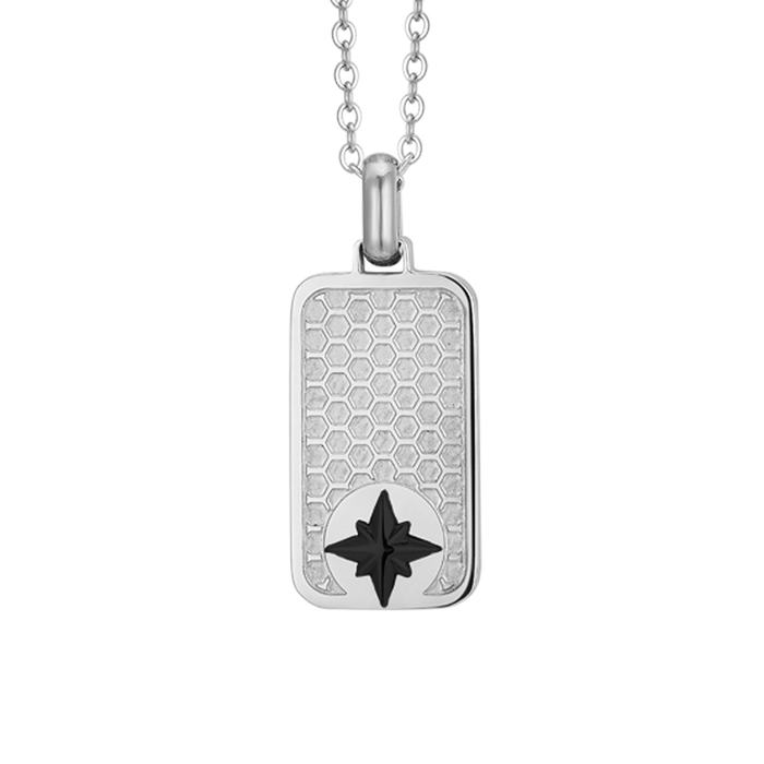 MEN'S STEEL NECKLACE WITH WIND ROSE PLATE