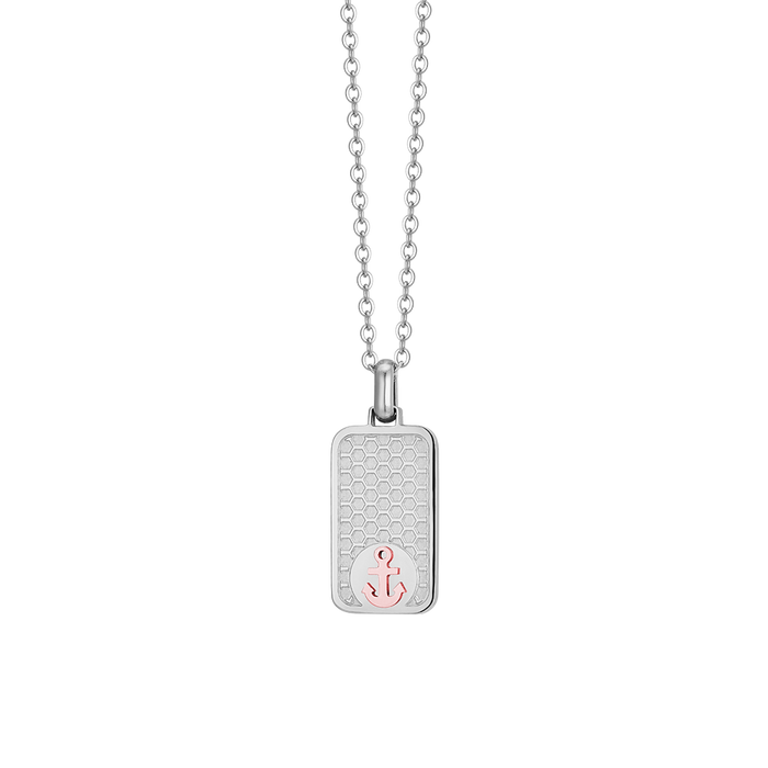 MEN'S NECKLACE IN STEEL WITH ANCHOR IP ROSE