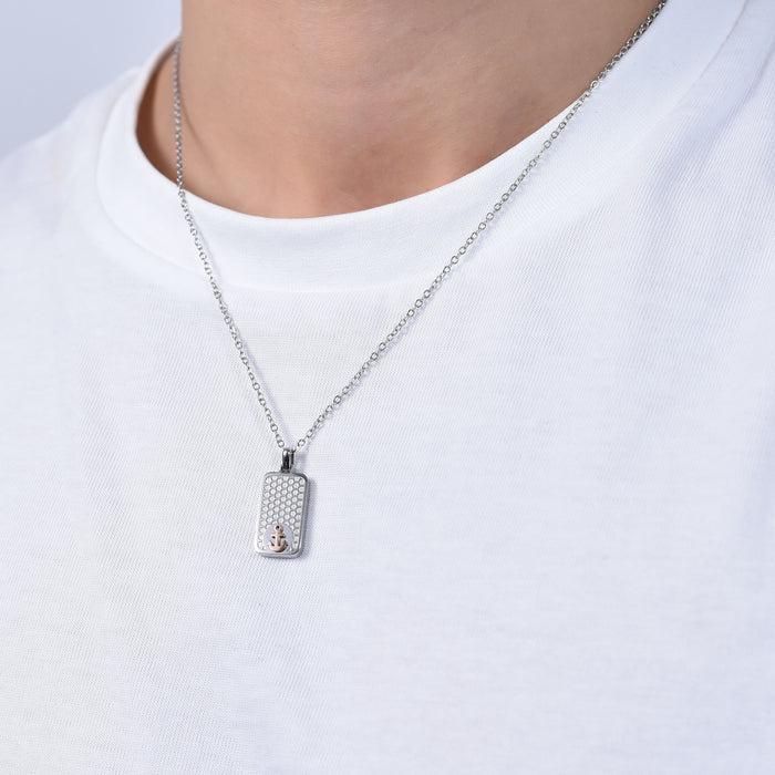 MEN'S NECKLACE IN STEEL WITH ANCHOR IP ROSE