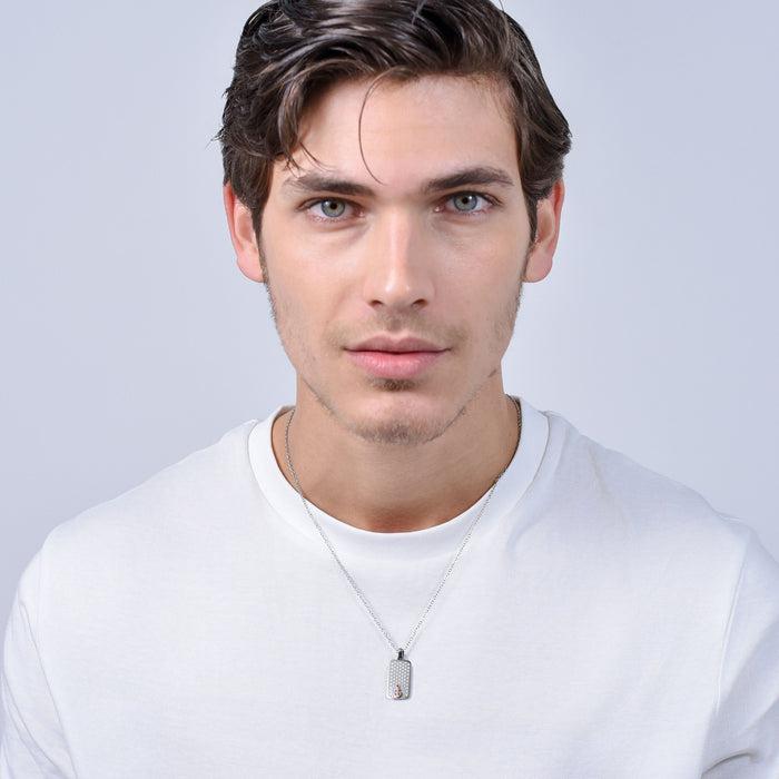 MEN'S NECKLACE IN STEEL WITH ANCHOR IP ROSE