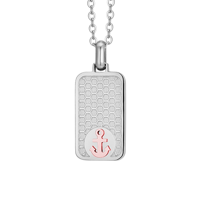 MEN'S NECKLACE IN STEEL WITH ANCHOR IP ROSE
