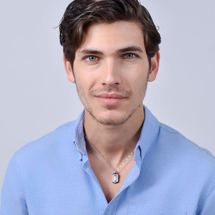 MEN'S NECKLACE IN STEEL WITH BLACK ELEMENTS