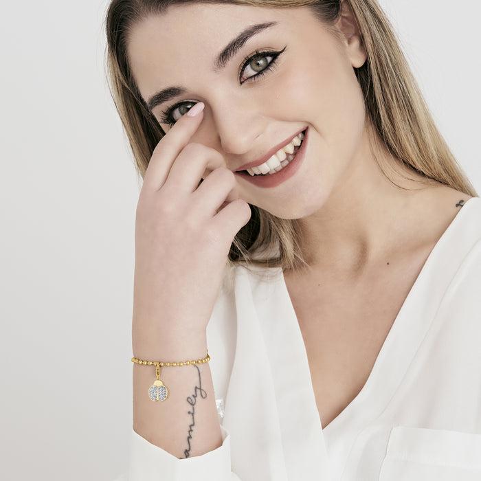 CHARM COCCINELLA IN ACCIAIO CON CRISTALLI BIANCHI