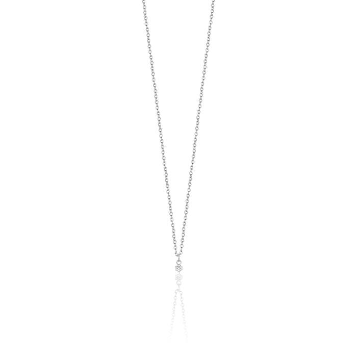 COLLIER FEMME POINT DE LUMIÈRE EN ACIER AVEC CRISTAL BLANC 3MM