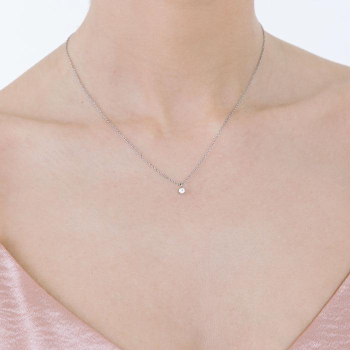 COLLIER FEMME POINT DE LUMIÈRE EN ACIER AVEC CRISTAL BLANC 3MM