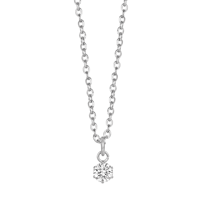 COLLIER FEMME POINT DE LUMIÈRE EN ACIER AVEC CRISTAL BLANC 4 MM
